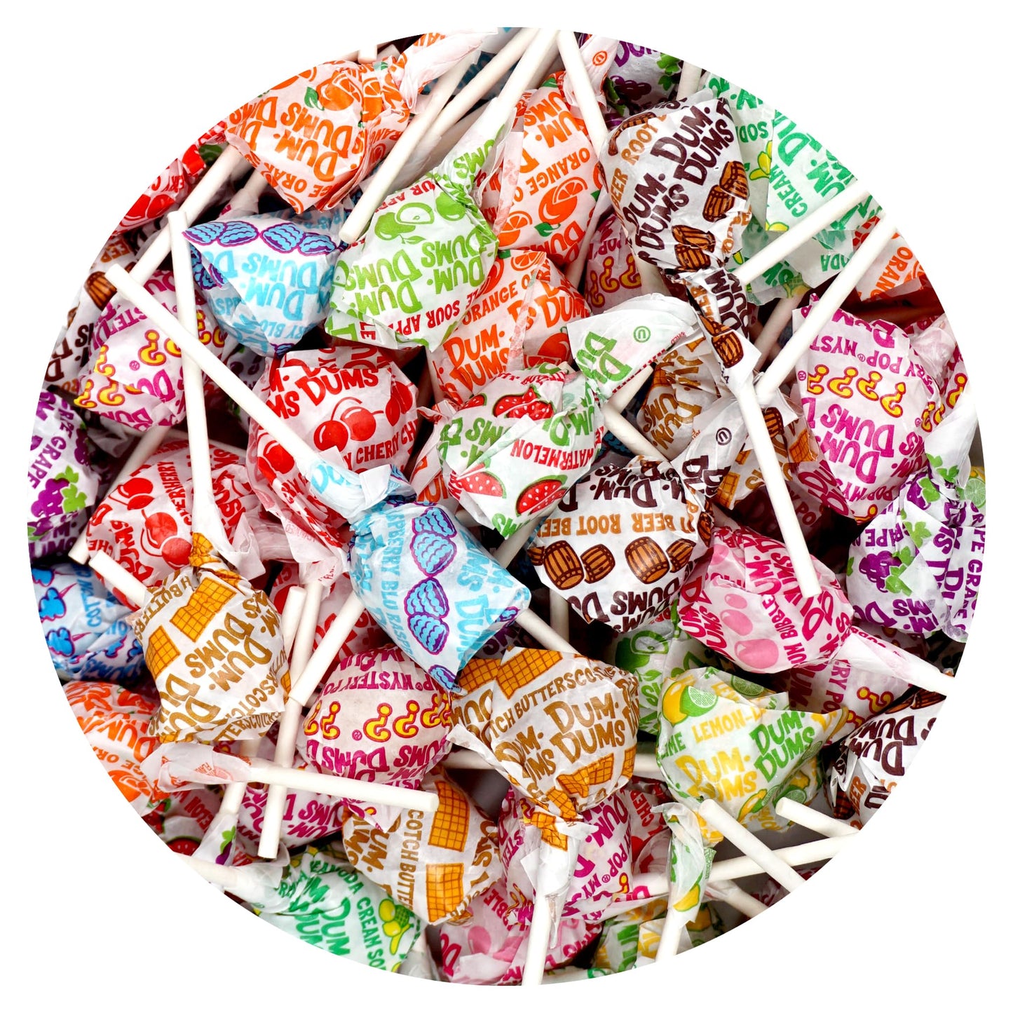 The Hampton Popcorn Company DUM DUMS Lollipops, Assorted Flavors, 1 lb Bag, Gluten Free, Individually Wrapped, 60 Pieces Approx.