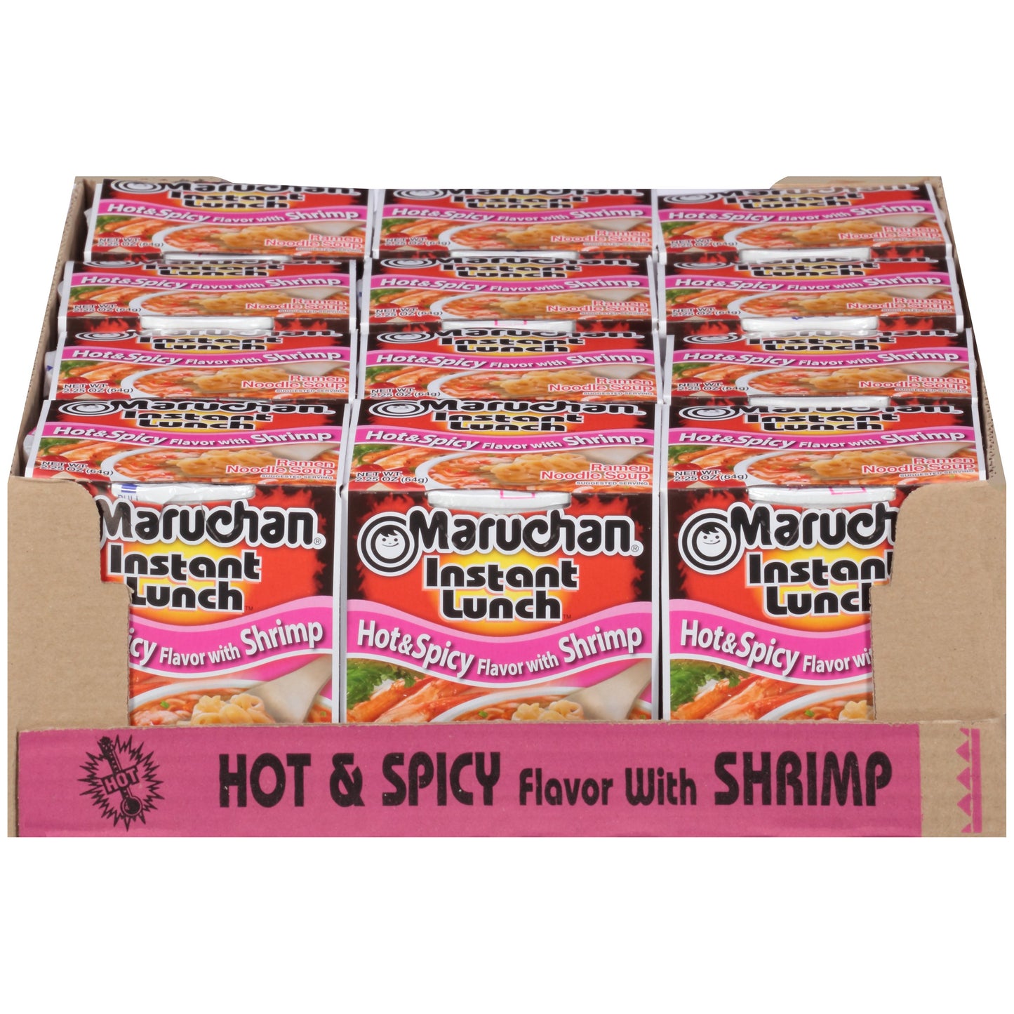 Maruchan Instant Lunch Hot & Spicy Shrimp, 2.25 Oz, Pack Of 12