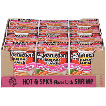 Maruchan Instant Lunch Hot & Spicy Shrimp, 2.25 Oz, Pack Of 12