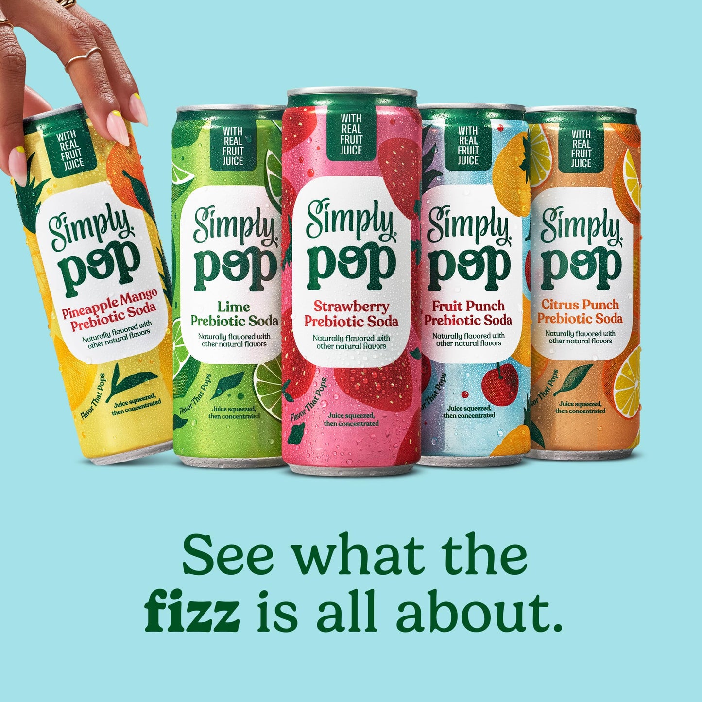 Simply POP Prebiotic Soda Pineapple Mango Cans  12 fl oz  12 Pack