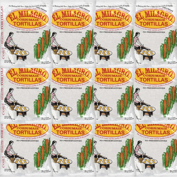 El Milagros Corn Tortillas, No Preservatives, Non-GMO, Fresh from Chicago - 12 Packages (144 Tortillas) (12 Pack Paper)