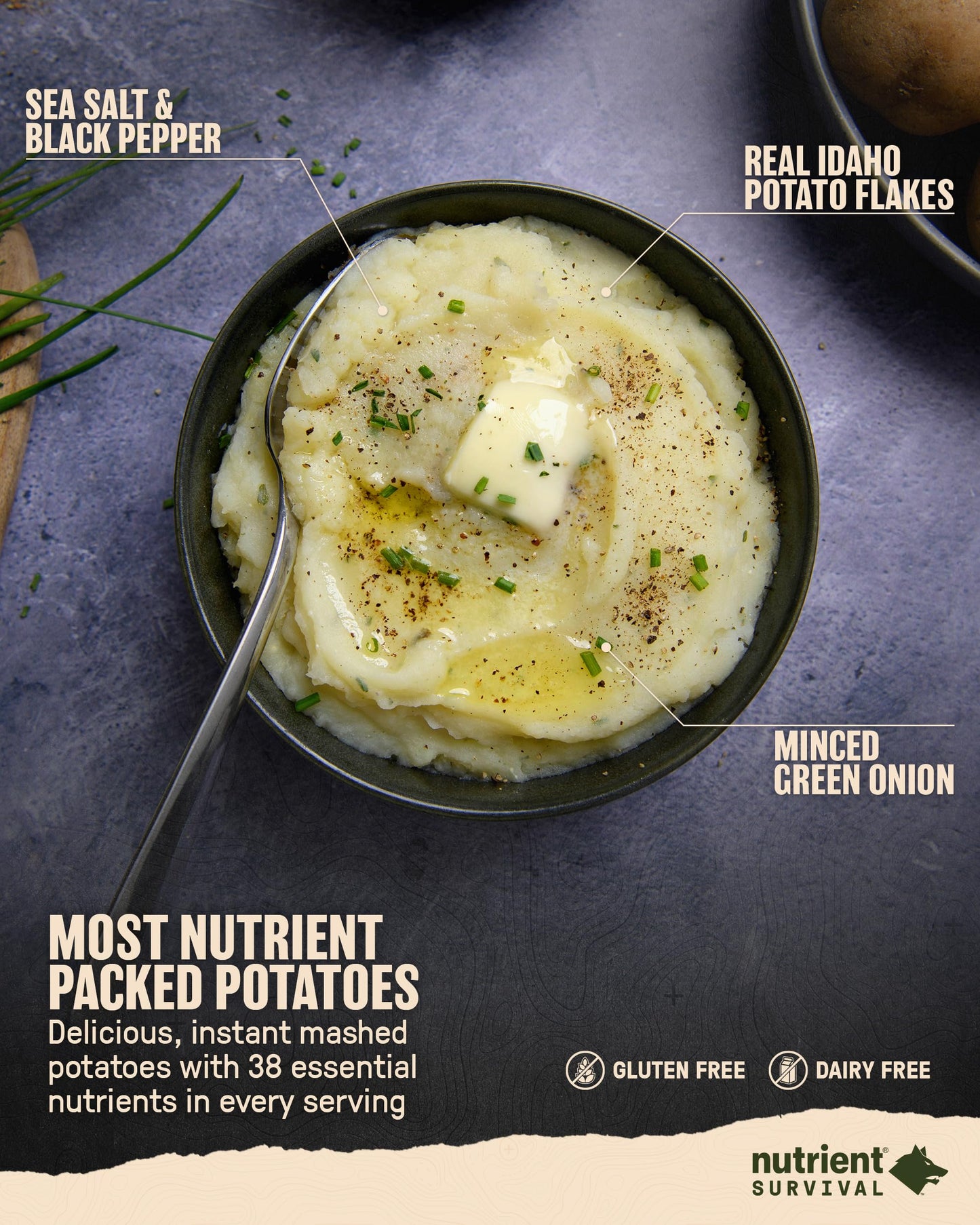 Nutrient Survival Potato Flakes, Powdered Vitamin Potato (30 Servings) For Mashed Potatoes, Soups, Emergency Food Supply & Campi