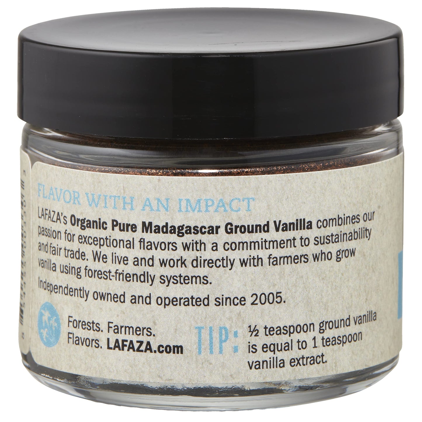 Lafaza Organic Madagascar Spirit-Inspired Flavor Pure Ground Vanilla Bean Powder, 1Oz