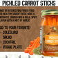 Green Jay Gourmet Spicy Pickled Carrot Sticks In A Jar - Fresh Hand Jarred Vegetables For Cooking & Pantry - Home Grown Pre-Prep