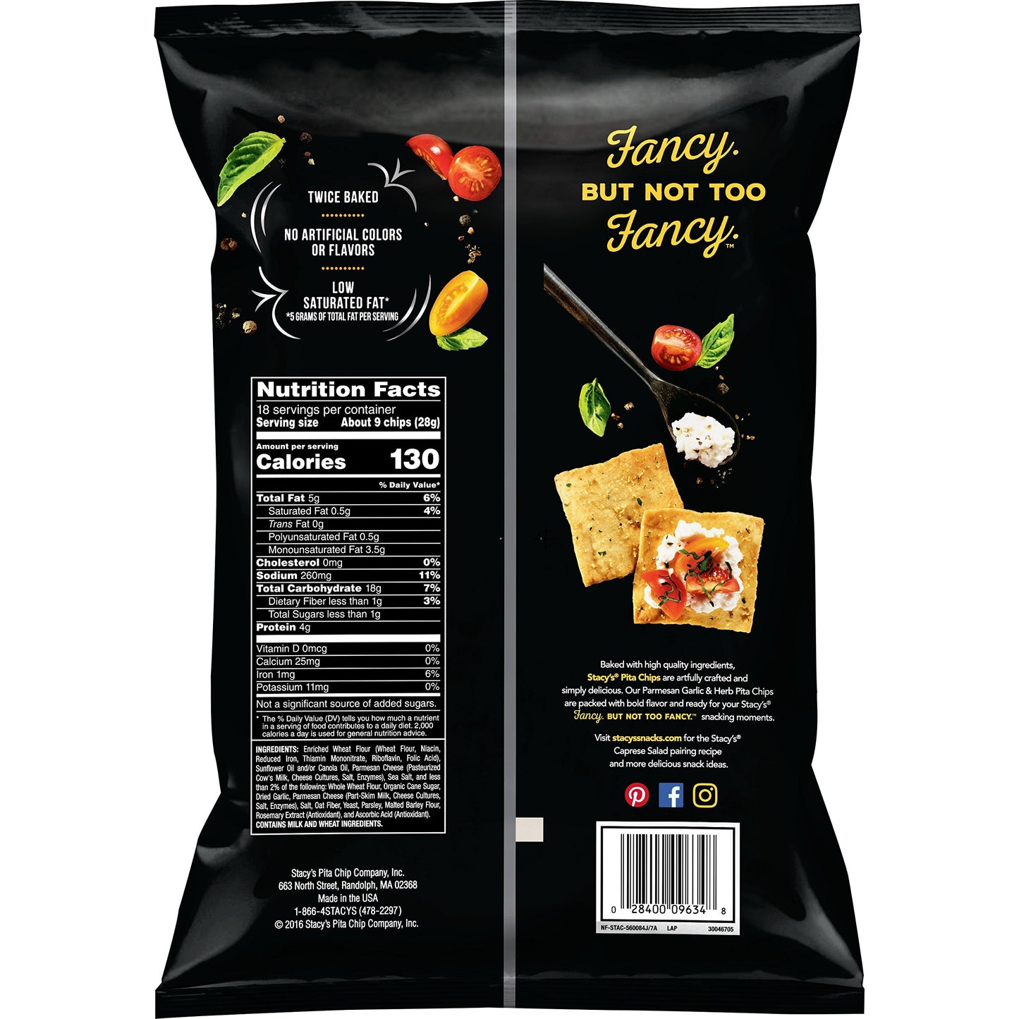 Stacys Parmesan Garlic & Herb Flavored Sharing Size Pita Chips, 16 Ounce