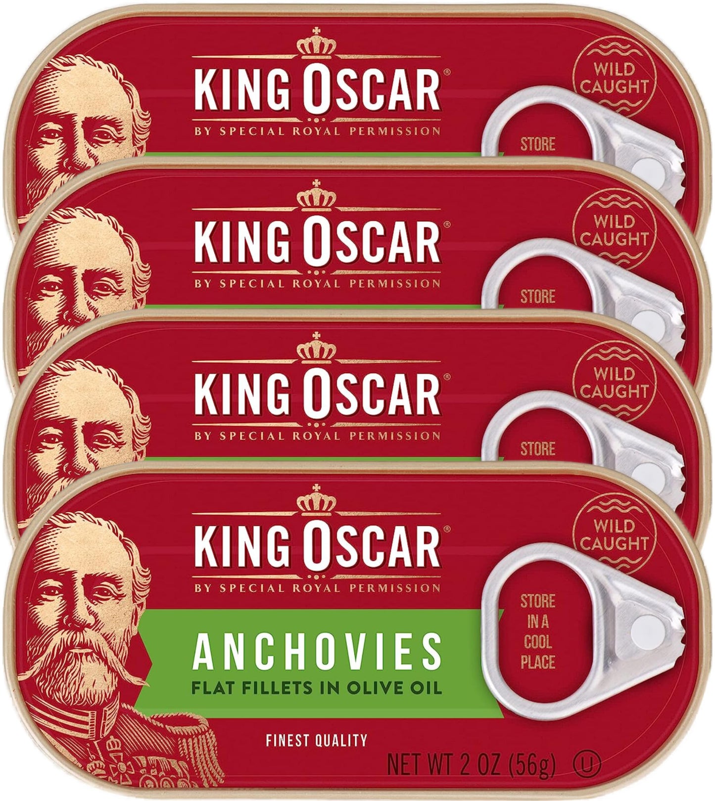King Oscar Anchovies (Flat) 2 Oz Can (Pack Of 4)