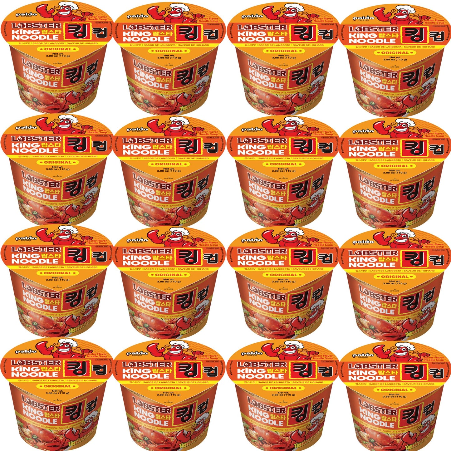 Paldo King Cup Lobster Noodle Soup,3.88-Ounce Cup (Pack of 16)