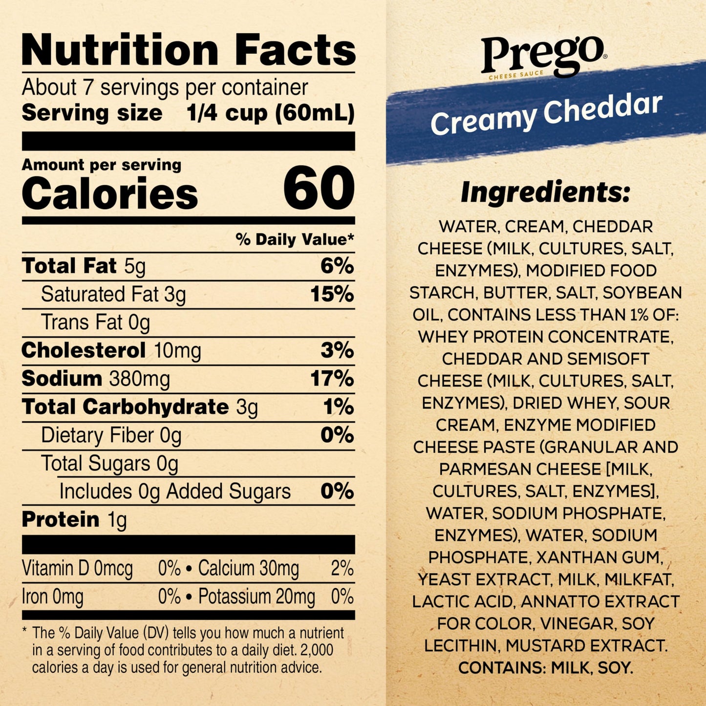 Prego Creamy Cheddar Cheese Sauce, 14.5 Oz Jar