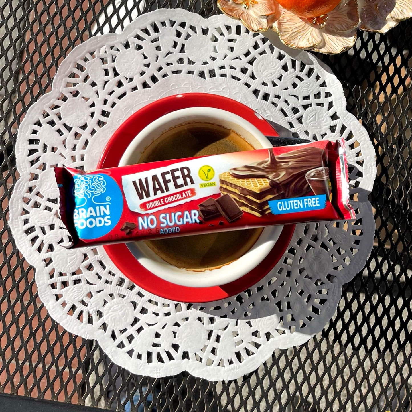 BRAIN FOODS Gluten Free Vegan Double Chocolate Wafers - 12 Bars, No Sugar Added, High Fiber, No Palm Oil, 1.4 oz, 170 Calories,