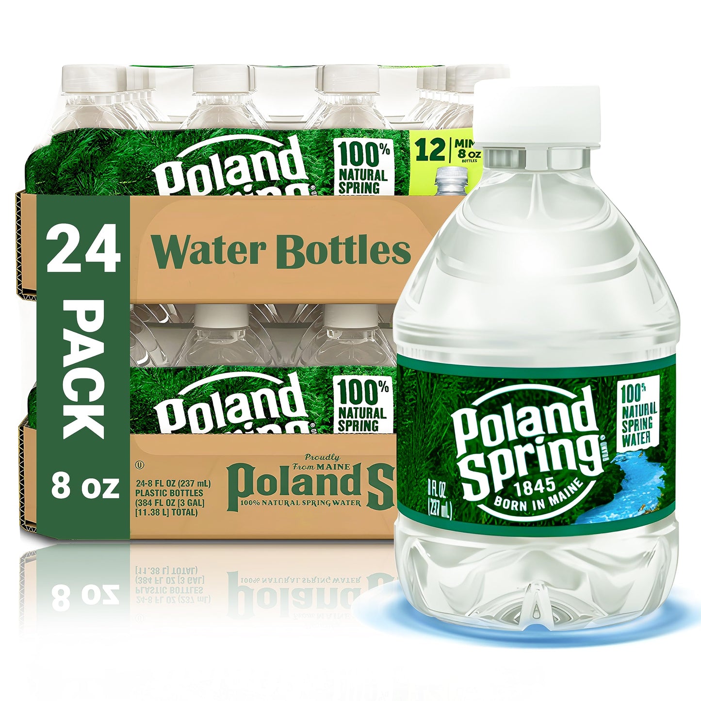 Poland Spring Water Bottles 24 Pack - Small Water Bottles - Bottled Water 24 Pack - 8 Oz. Mini Water Bottle, For Kids - Pack Of