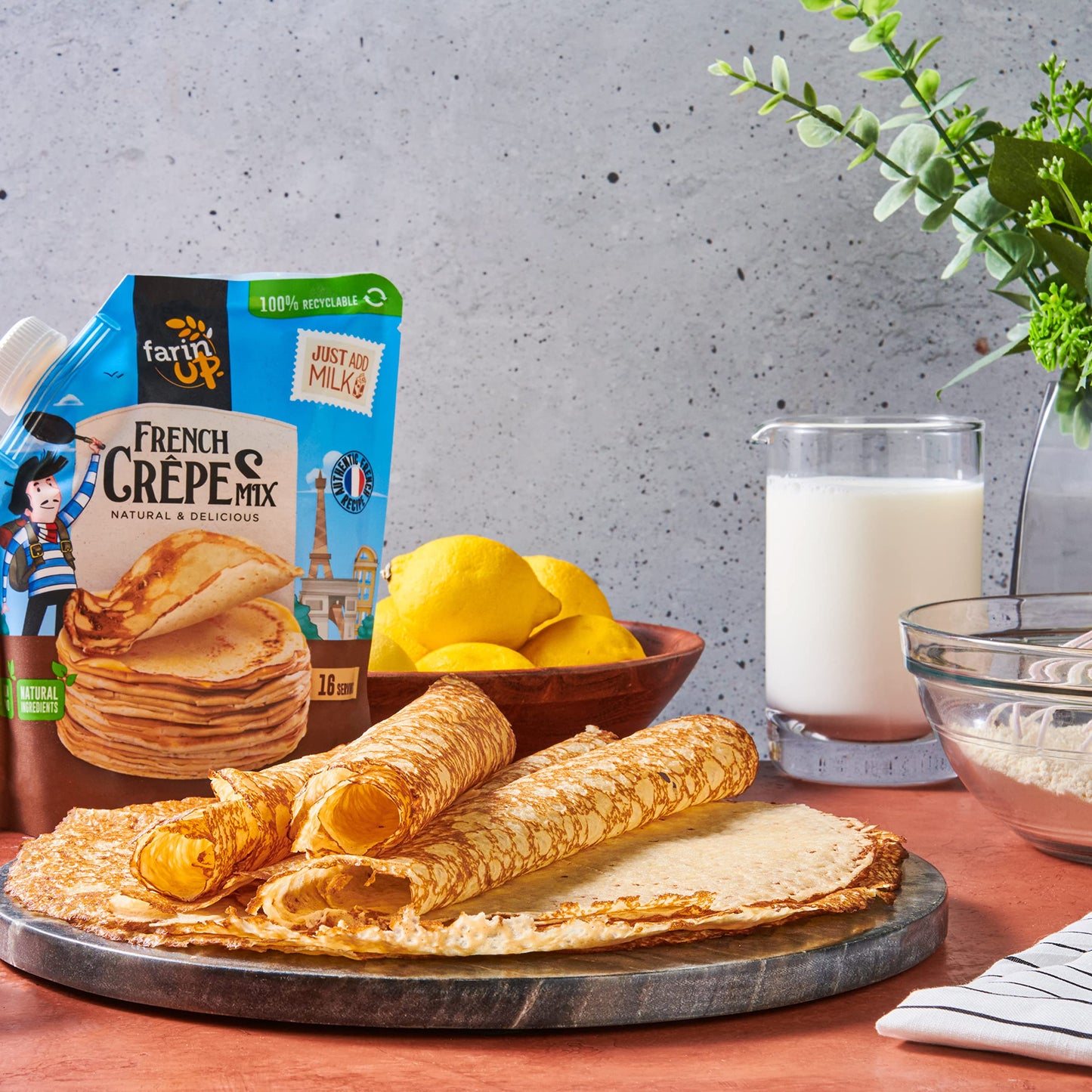 French Crepes Mix Just Add Milk 16Oz Pack Resealable & 100% Recyclable
