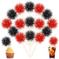 Chinco Foil Firework Cupcake Toppers, 100 Pcs, 6 x 1.77 inches, Red and Black, Cake Decoration for Parties