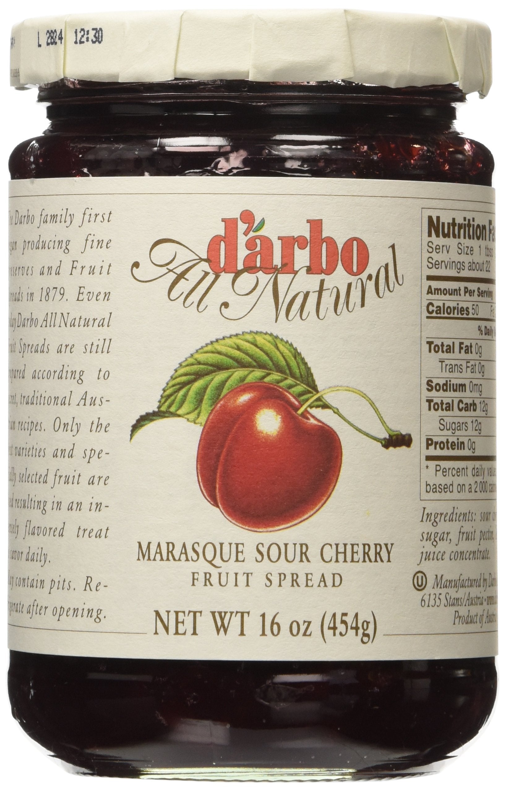darbo All Natural Fruit Spread Marasque, Sour Cherry, 16 Oz