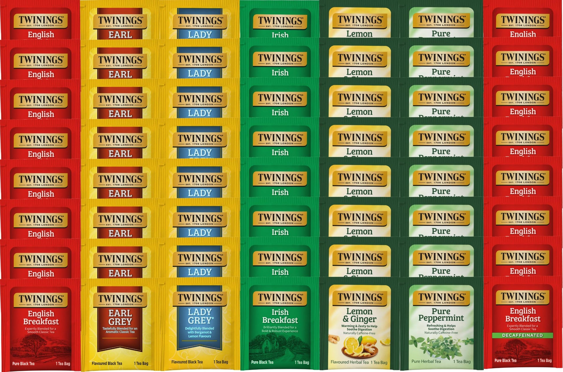 Twinings Herbal & Black Tea Bag Variety Sampler, 56 Count, 7 Flavors, Caffeinated & Decaffeinated Gift Set