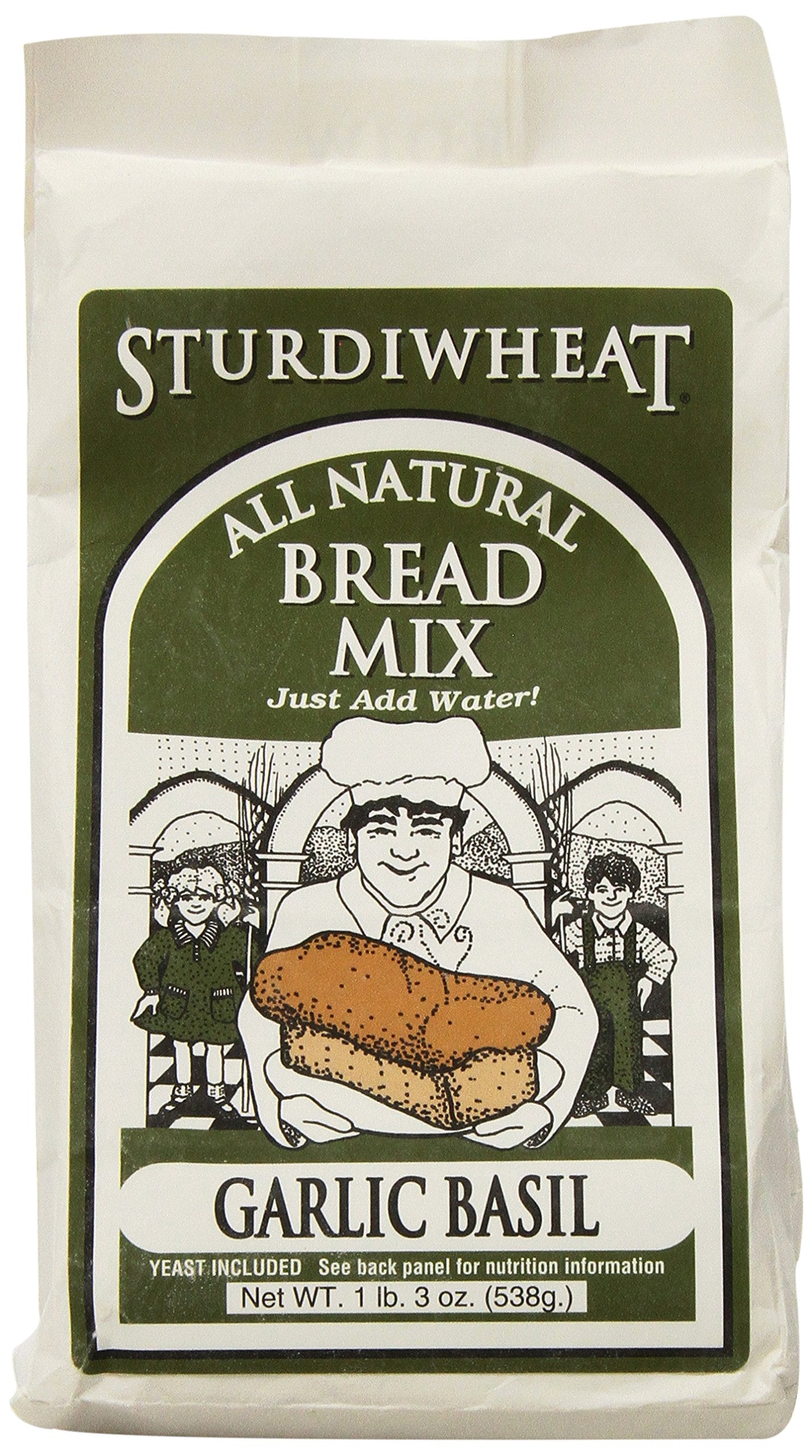 Sturdiwheat All Natural Bread Mix, Garlic Basil, 1lb Package (Pack of 4)