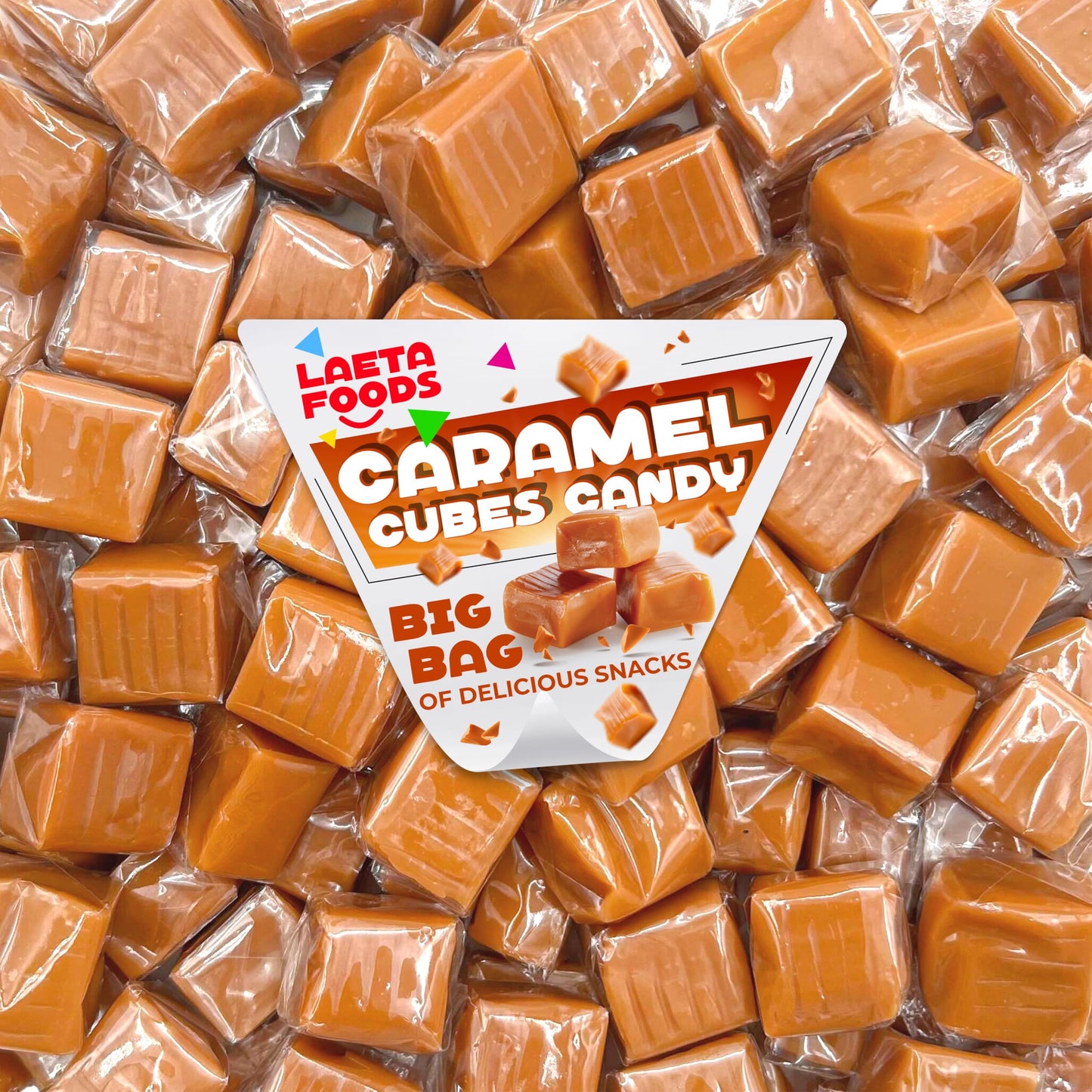 Caramel Cubes Candy  Classic Chewy Treat  Individually Wrapped (1 Pound Bag - Approx. 65 Count)