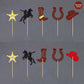 Gexolenu 30 Pcs Cowboy Cupcake Toppers 5 Shapes Glitter Double-Sided Horseshoe Cowboy Hats Boots Cupcake Picks For Western Theme