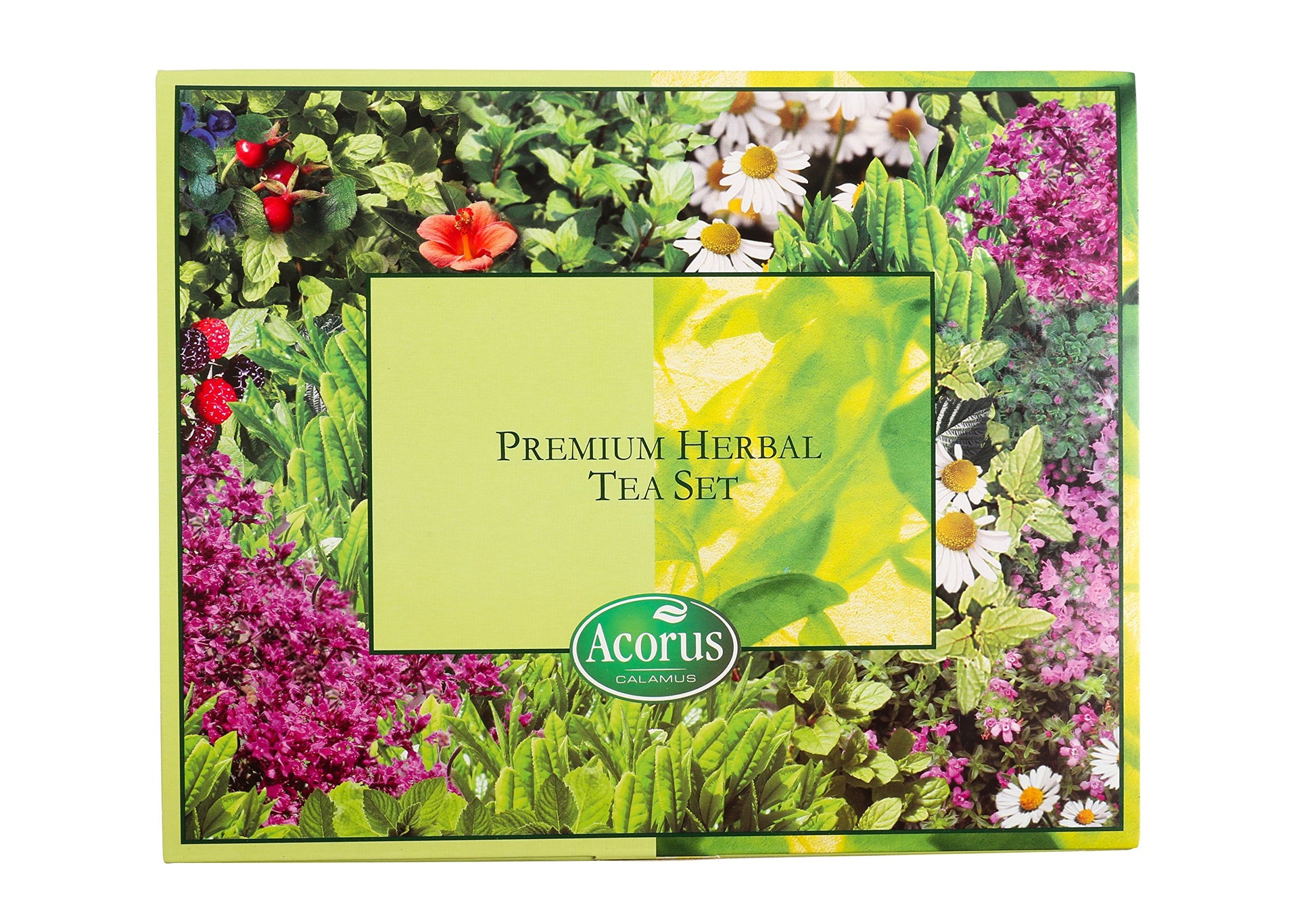 ACORUS enhanced Tea Set - Natural Herbal Tea Variety Pack, Gift Set of 6 Different Teas, 60 Bags Individually Wrapped, Herbal Sampler Box