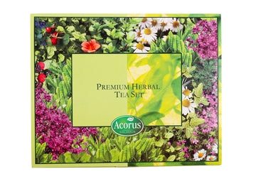 ACORUS enhanced Tea Set - Natural Herbal Tea Variety Pack, Gift Set of 6 Different Teas, 60 Bags Individually Wrapped, Herbal Sampler Box