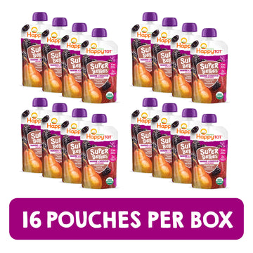 Happy Tot Organics Stage 4 Baby Food Pouches, Gluten Free, Vegan Snack, Super Bellies, Fruit & Veggie Puree, Pears, Beets & Blac
