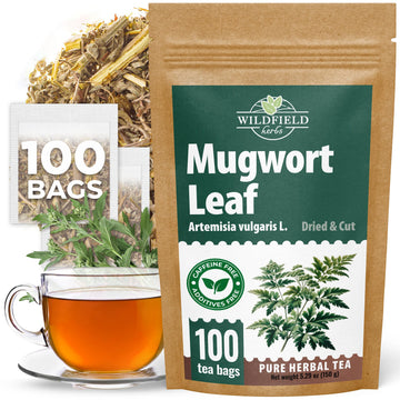 100 Bags Dried Mugwort Tea Mugwort Herb Dried Tea (Dried Artemisia Vulgaris Herb) - 100 Count 1.5g Bags Artemisa