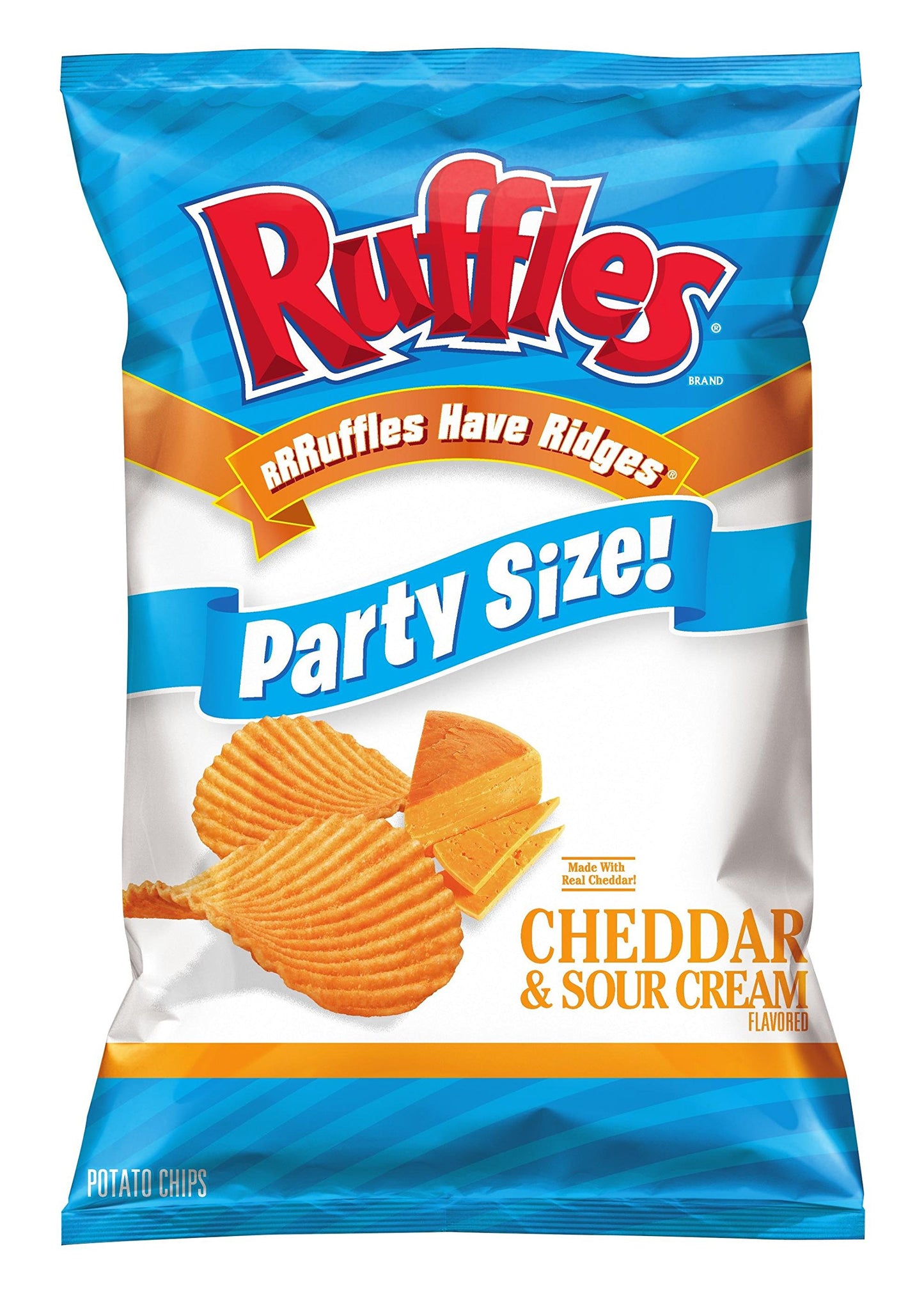 Ruffles Potato Chips, Party Size Cheddar and Sour Cream, 130 Ounce (Pack of 10)