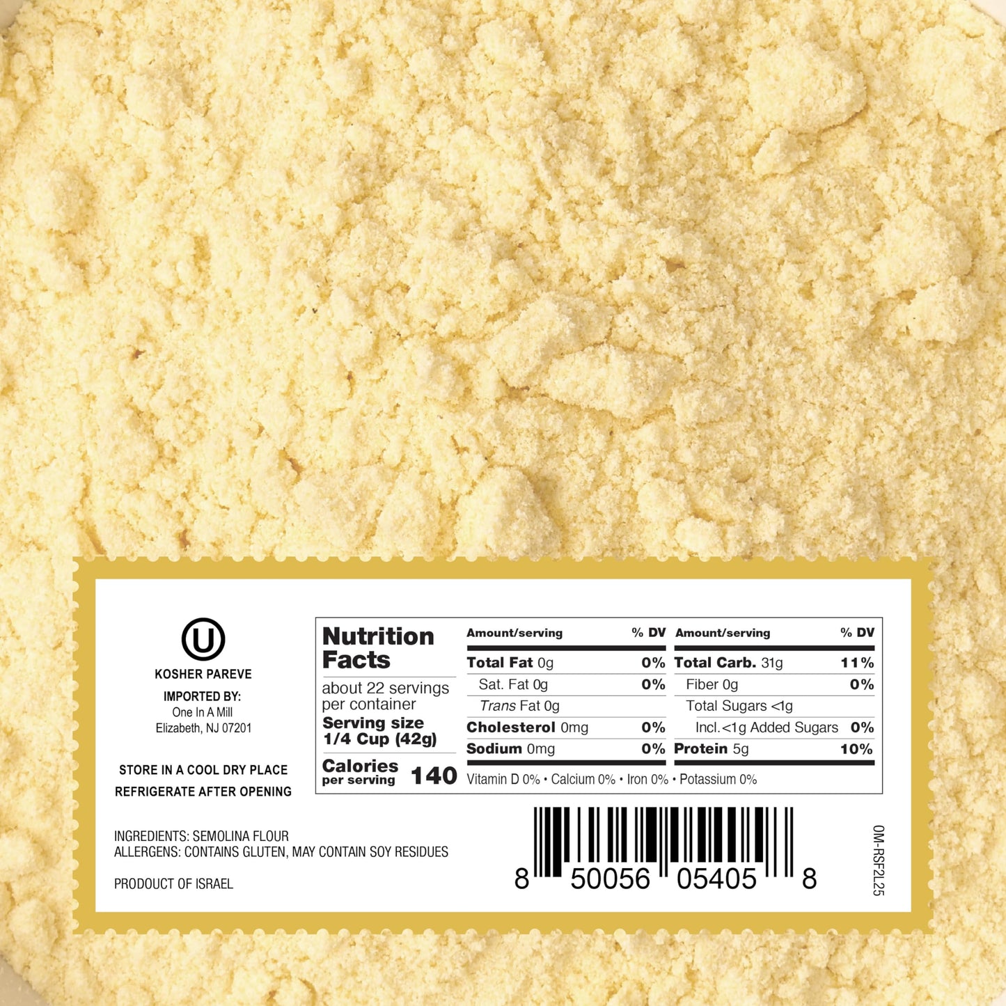 One In A Mill Semolina Flour 2 Lb Pack Of 2 | High Protein Durum Wheat Flour For Pizza Dough, Pasta, Bread, And Couscous | Vacuu