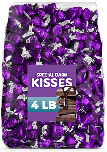 Hershy Kisses Special Dark Chocolate - 4 LB (Approx. 400 pcs) - Bulk Individually Wrapped Purple Foil Candy
