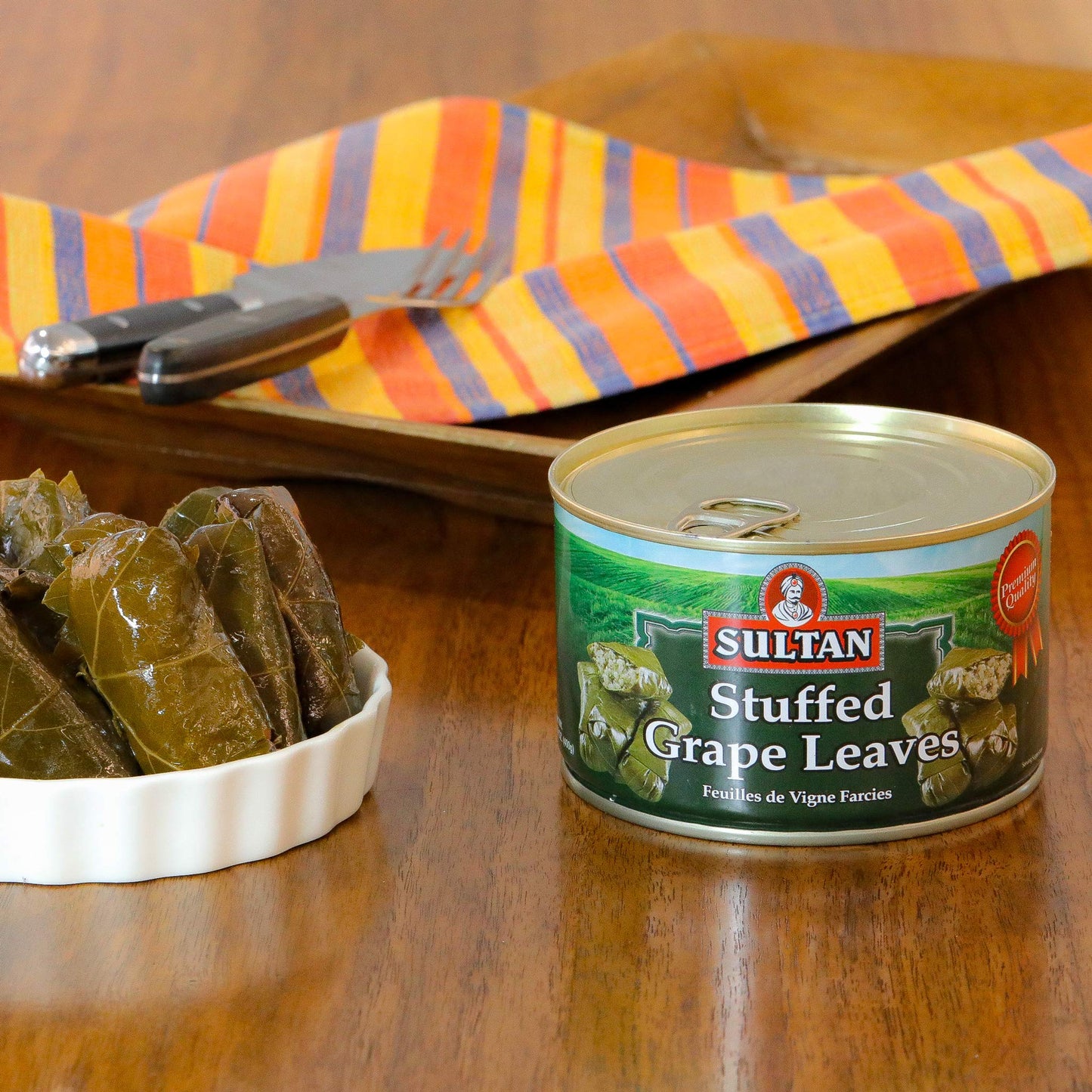 Sultan Vegetarian Stuffed Grape Leaves, Precooked Premium Dolma, Dolmades. Perfect For Mezze Platter, Serve Hot Or Cold, Appetizer Or Entrée! 14 Oz Pack Of 24