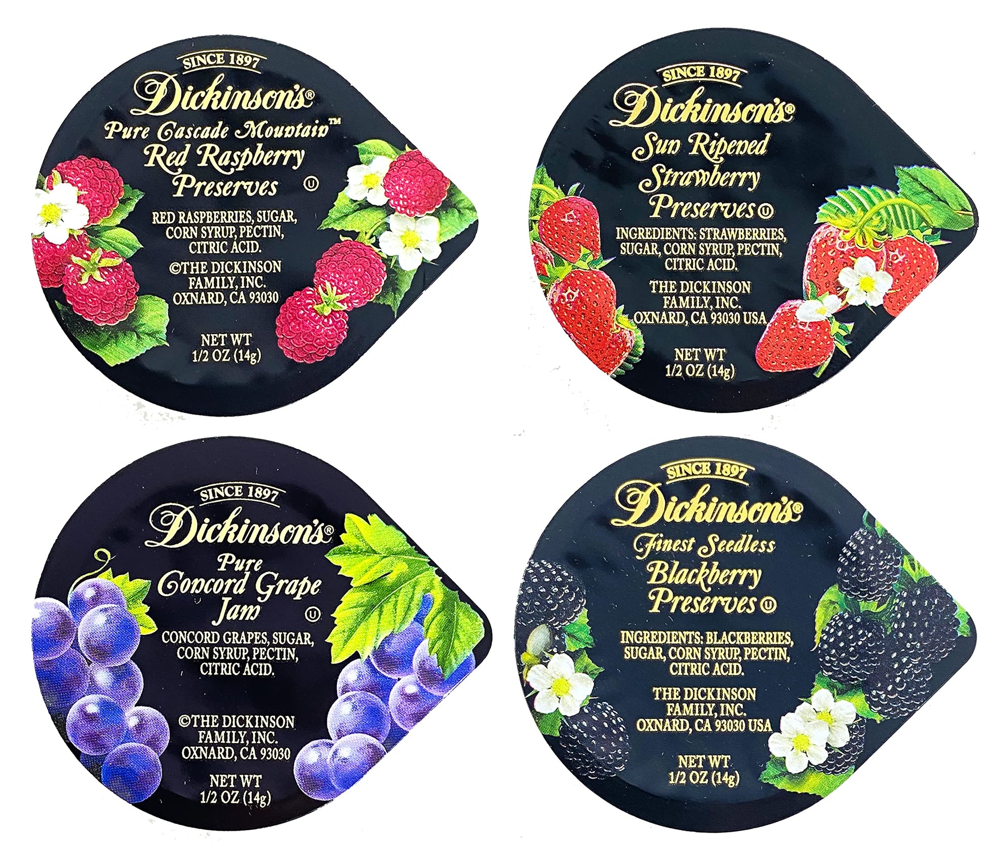 Crait Dickinson'S Variety Pack 4 Flavors Of Jam And Preserves 80 Count, 20 Of Each Flavor Single Serve Jam, Single Serve Preserv