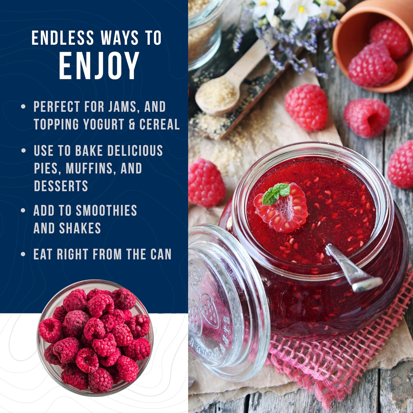Augason Farms Freeze Dried Whole Raspberries #10 Can, 8 Oz