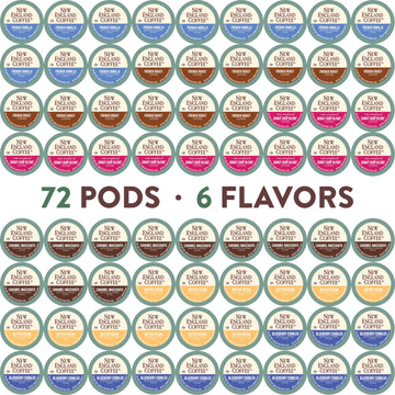 New England Coffee Variety Pack Single Serve Pods, 12Ct Box (Pack Of 6)