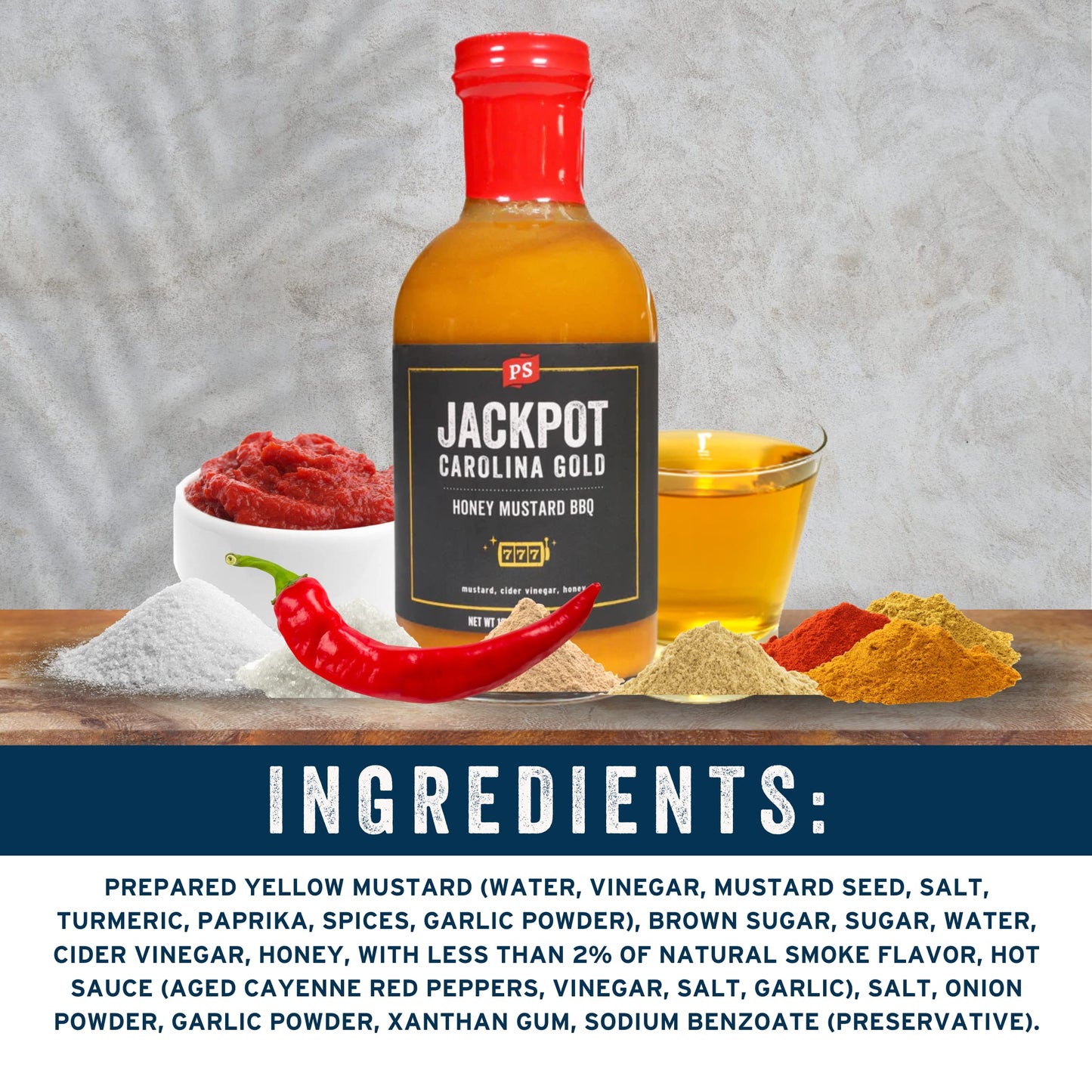 Ps Seasoning Board-Style Carolina Gold Honey Mustard Bbq Sauce - Tangy And Sweet Marinade, Glaze, Baste, And Dip - All-Purpose Sauce Great For Pulled Pork, Ribs, Bbq Chicken, Wings, Pork Chops, And More