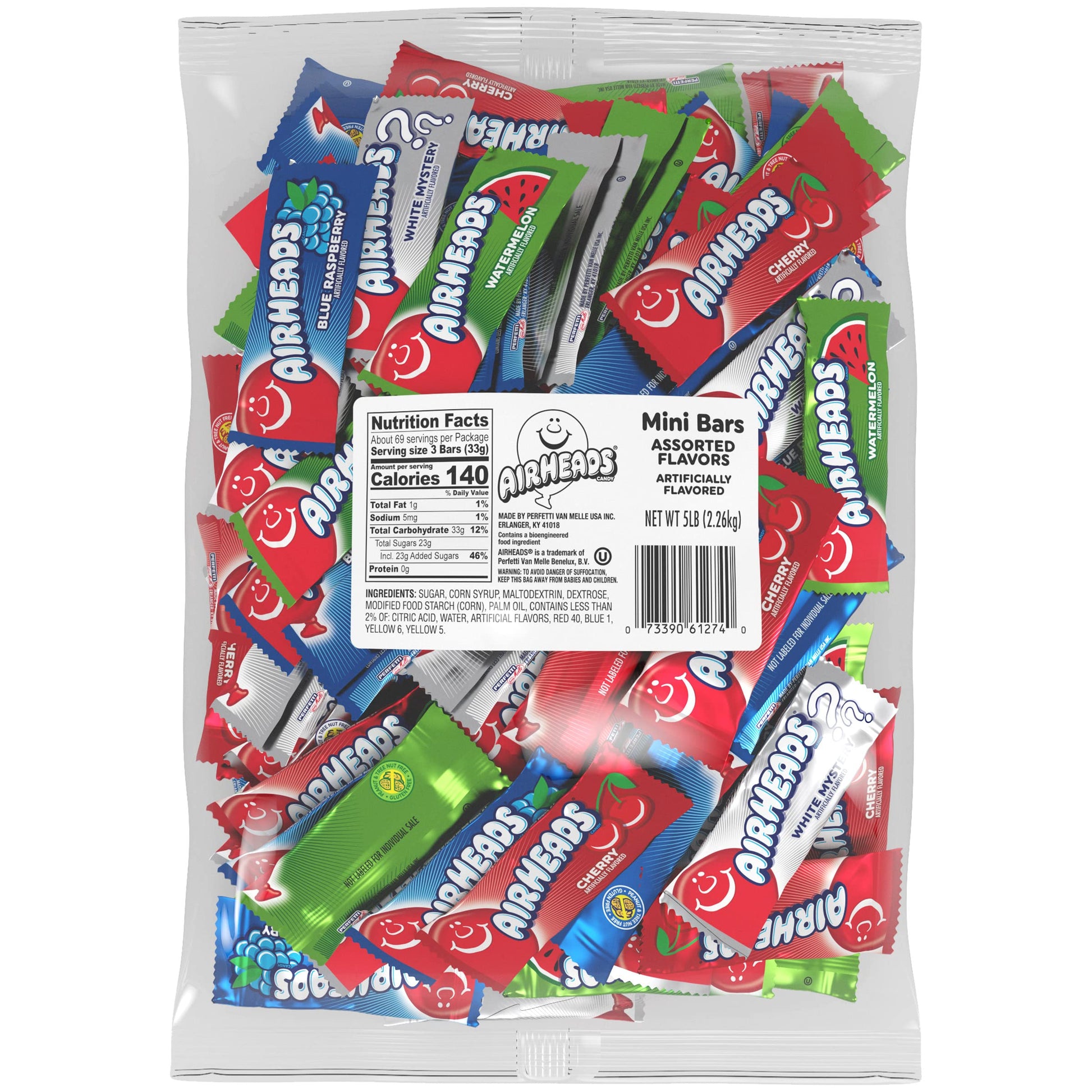 Airheads Mini Bars, Halloween Trick Or Treat Candy, Assorted Flavors Variety Pack, Individually Wrapped Bulk Candy For Adults &
