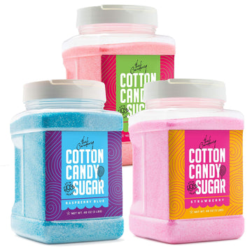The Candery Cotton Candy Sugar Floss 3Lbs 3 Pack Premium Flavors (Strawberry,Cherry,Raspberry)