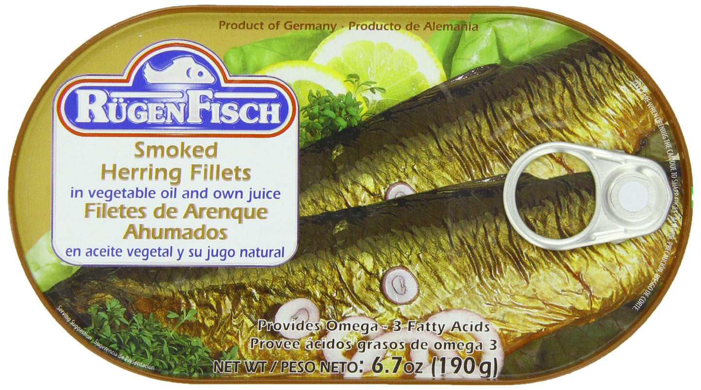 RügenFisch Smoked Herring Fillets in Vegetable Oil, 6.7 Ounce