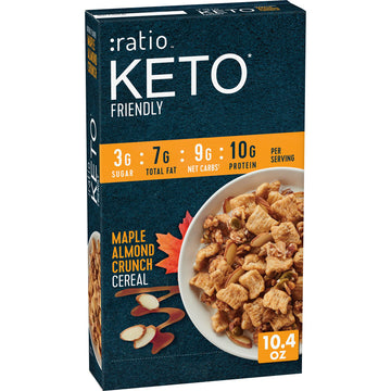 Ratio Maple Almond Crunch Cereal, Keto Friendly, 10g Protein, 10.4 oz