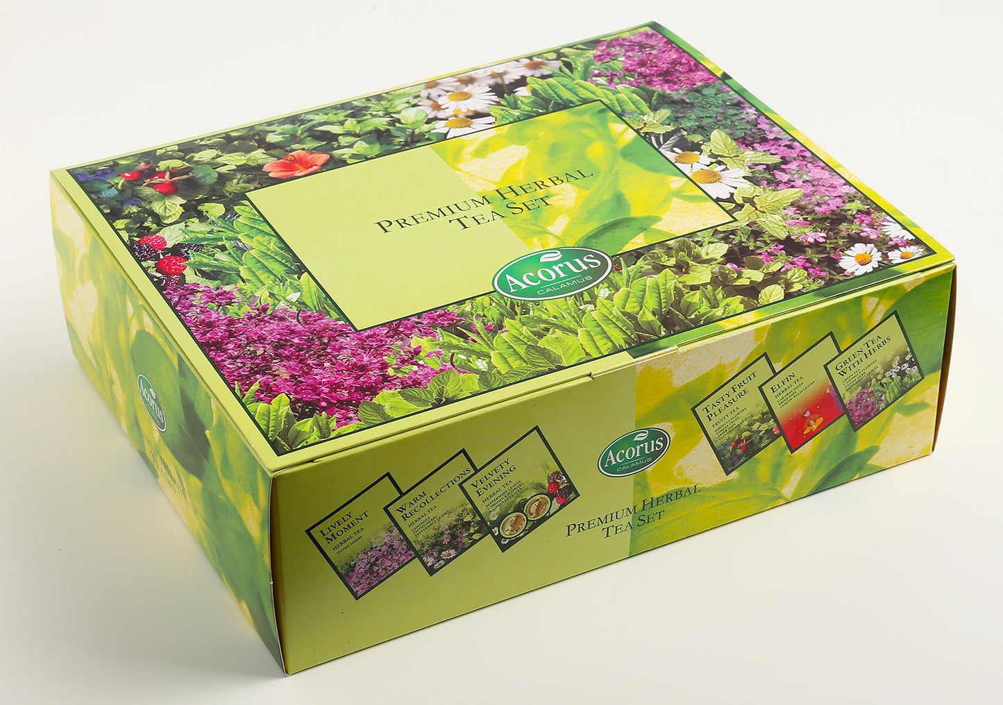 Acorus Enhanced Tea Set - Natural Herbal Tea Variety Pack, Gift Set Of 6 Different Teas, 60 Bags Individually Wrapped, Herbal Sampler Box