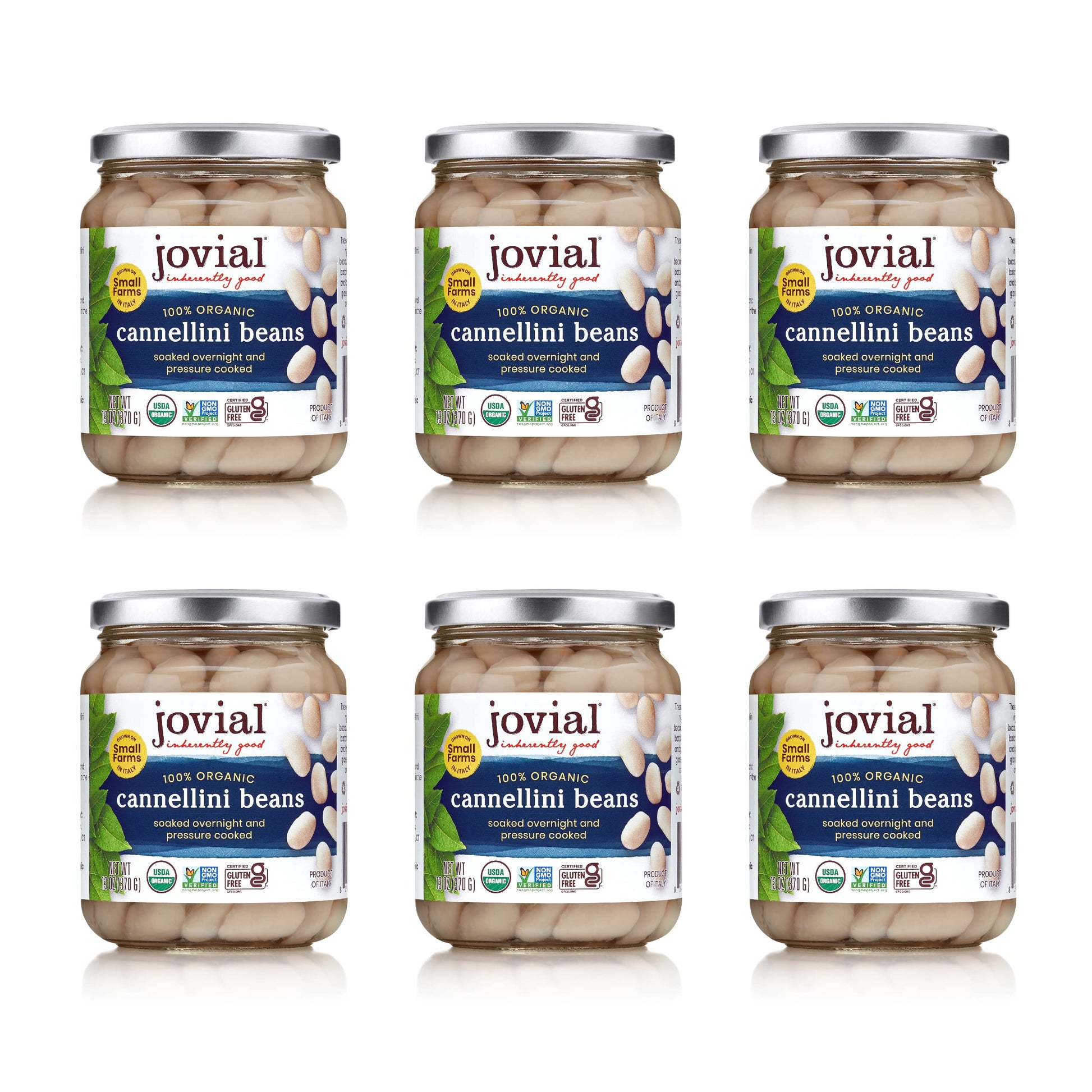 Jovial 100% Organic Cannellini - Cannellini, Organic Cannellini, No Saturated Fat, Gluten Free, Recyclable Glass, Great Source o