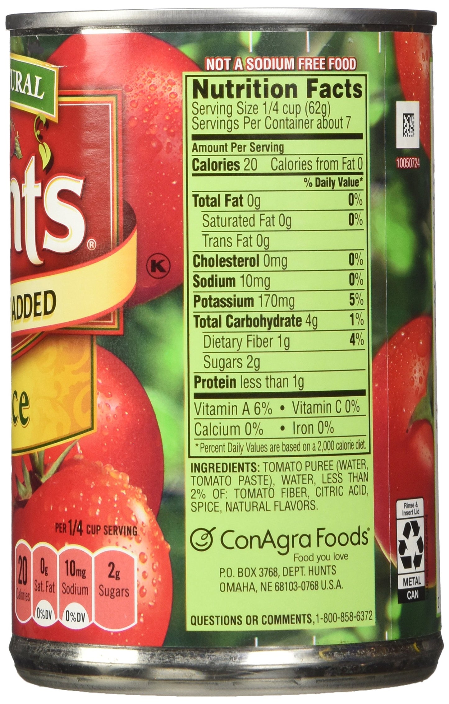 Hunt'S No Salt Added Tomato Sauce 15Oz Can (Pack Of 6)
