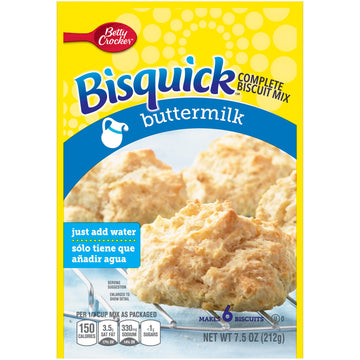 Betty Crocker Bisquick Complete Buttermilk Biscuit Mix, Just Add Water, 7.5 Oz.