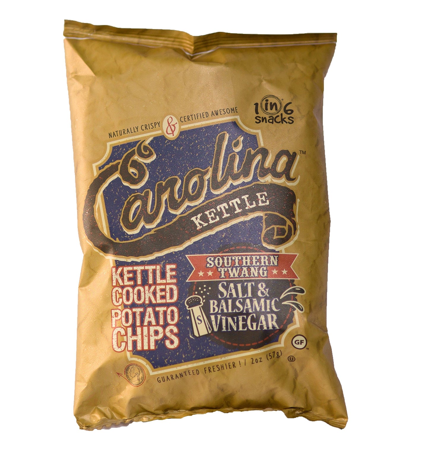 Carolina Kettle Chips Kettle Cooked Potato Chips Salt & Balsamic Vinegar Gluten Free 2 oz (Pack of 20)