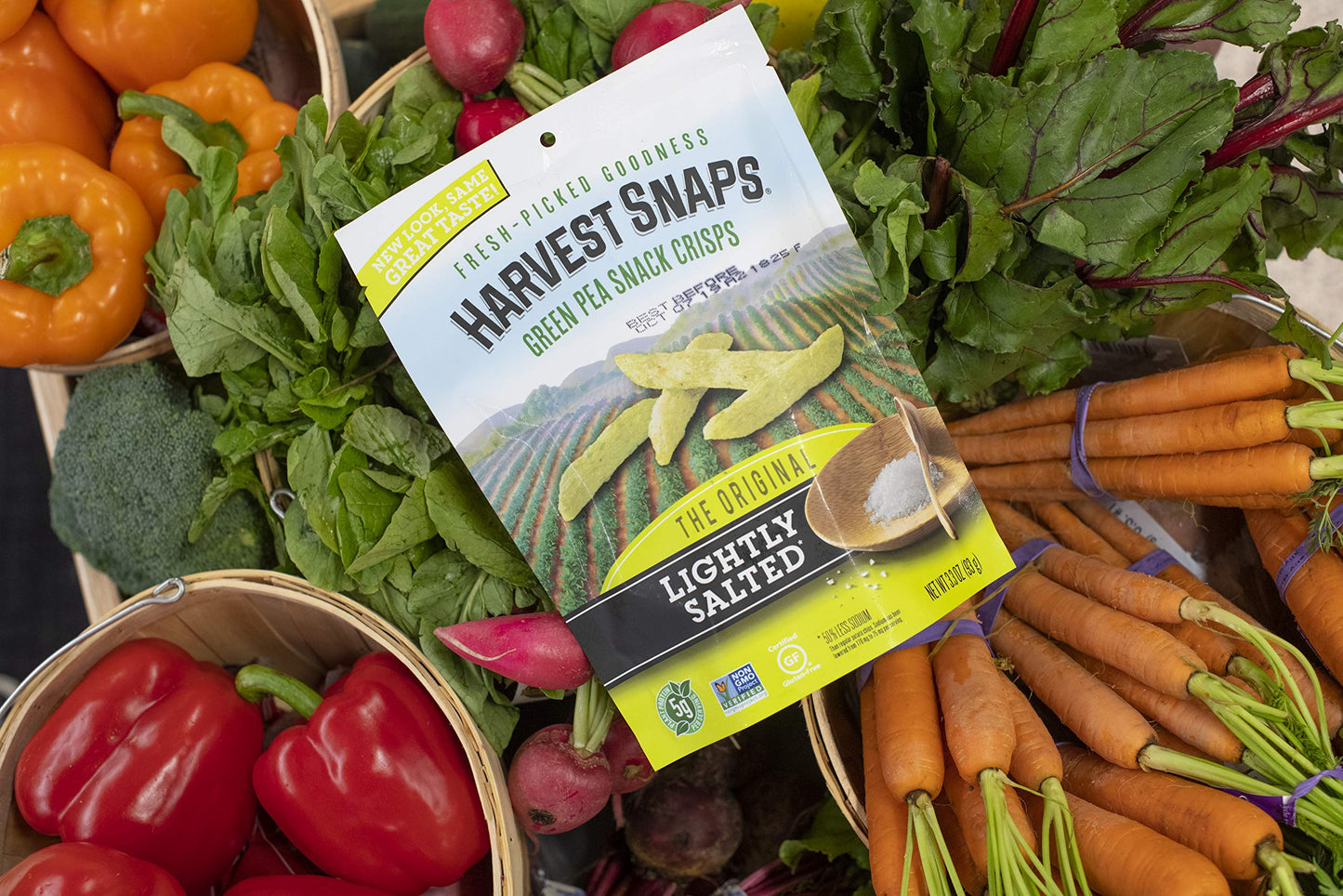 HARVEST SNAPS Veggie Chips, Lightly Salted Green Pea Snack Crisps, Gluten Free, 3.3 oz (Pack of 3)