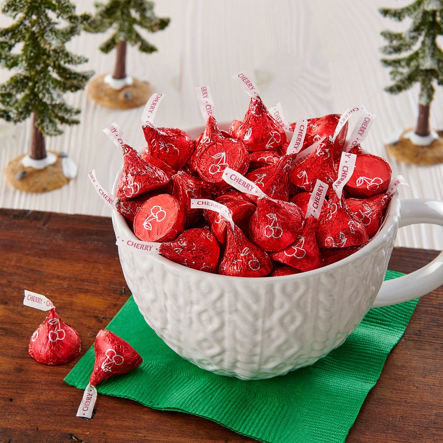 HersheyS Kisses Cherry Cordial Flavored Christmas Candy, Bag 9 Oz