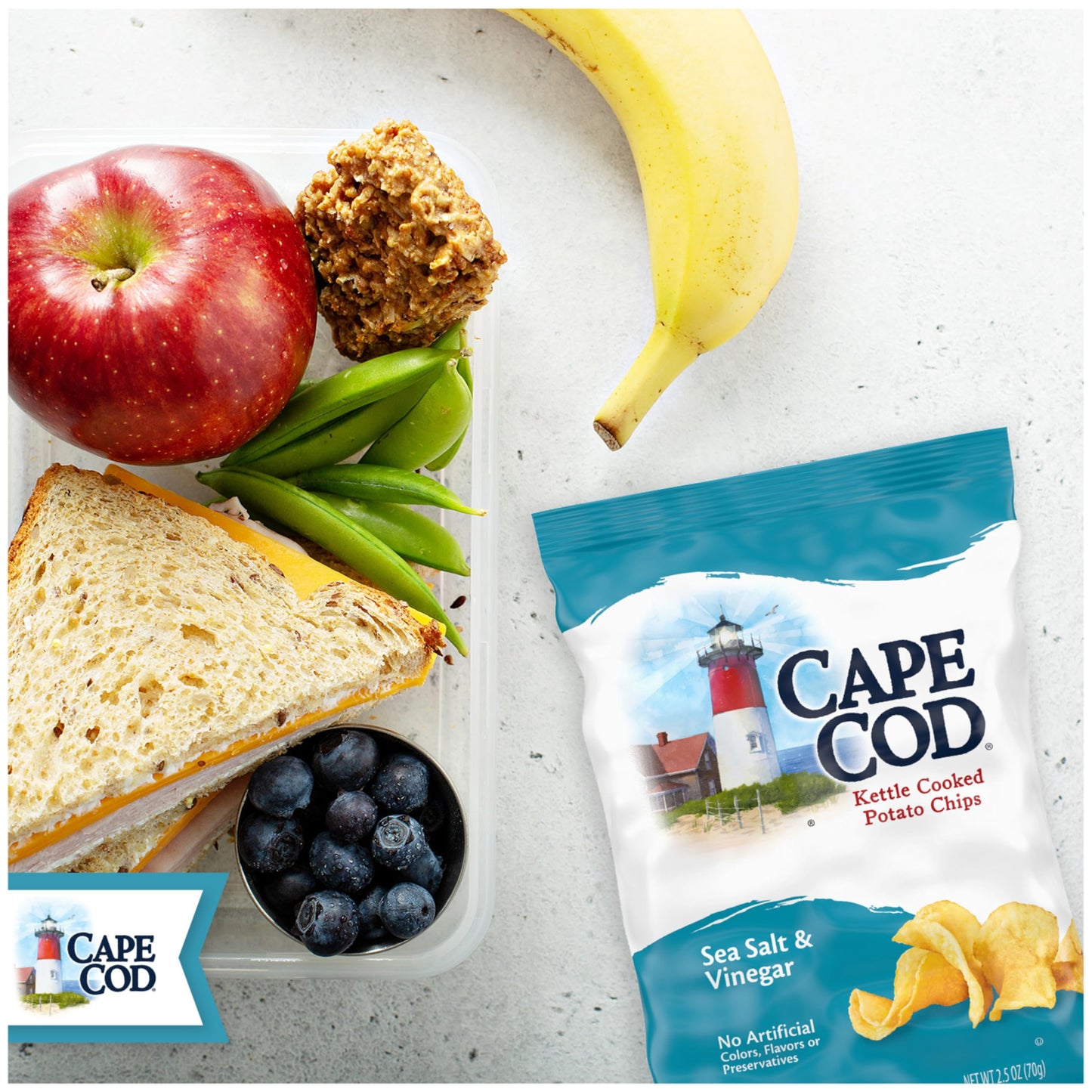 Cape Cod Sea Salt and Vinegar Kettle Chips, 2 Oz (Pack of 6) - Crispy Snack, Perfect for Parties and Lunches