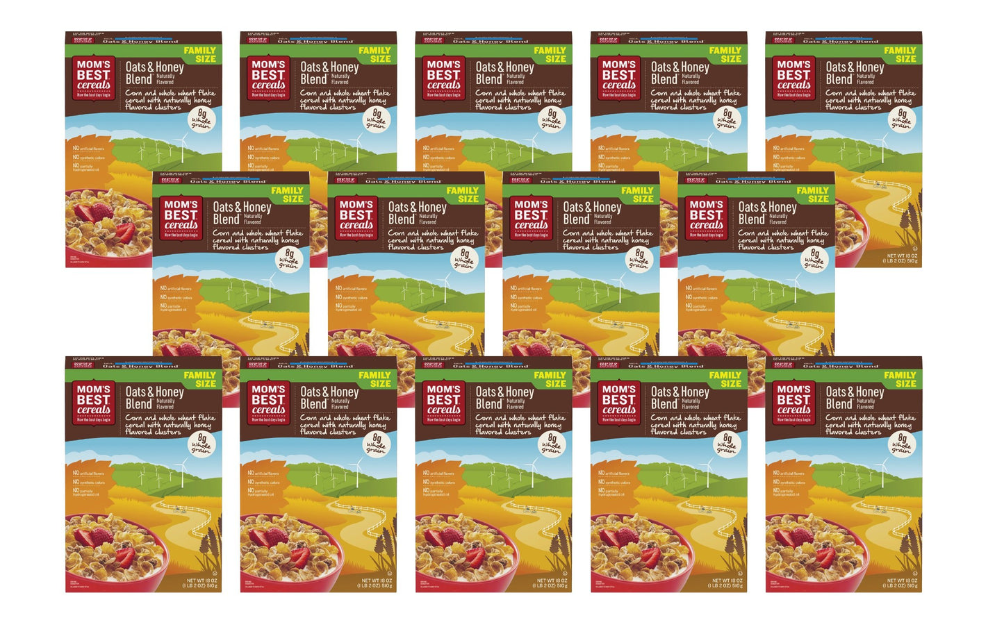 Mom'S Best Oats And Honey Blend Cereal, Made With Whole Grain, Heart Healthy, No High Fructose Corn Syrup, Kosher, 18 Oz Box (Pa