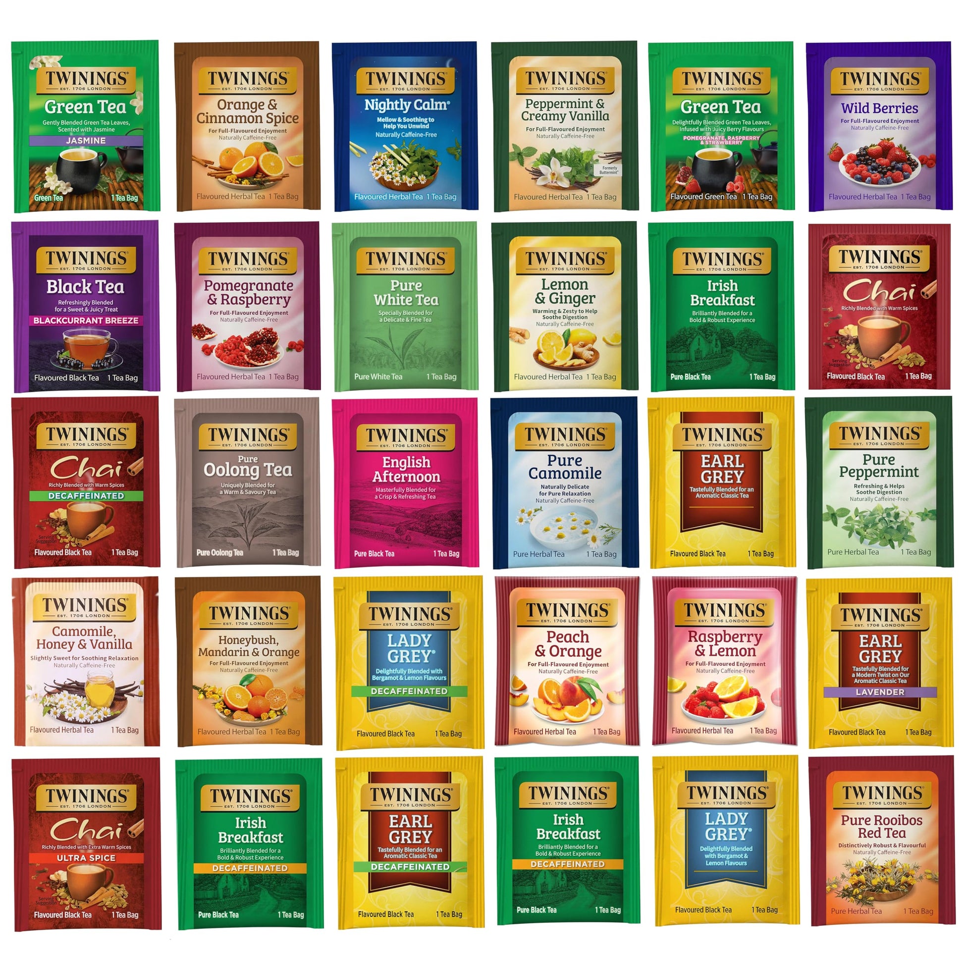 Twinings Tea Bags Sampler Assortment Variety Pack (30 Count) 30 Different Flavors for Tea Lovers: Her, Him, Women, Men, Couples,