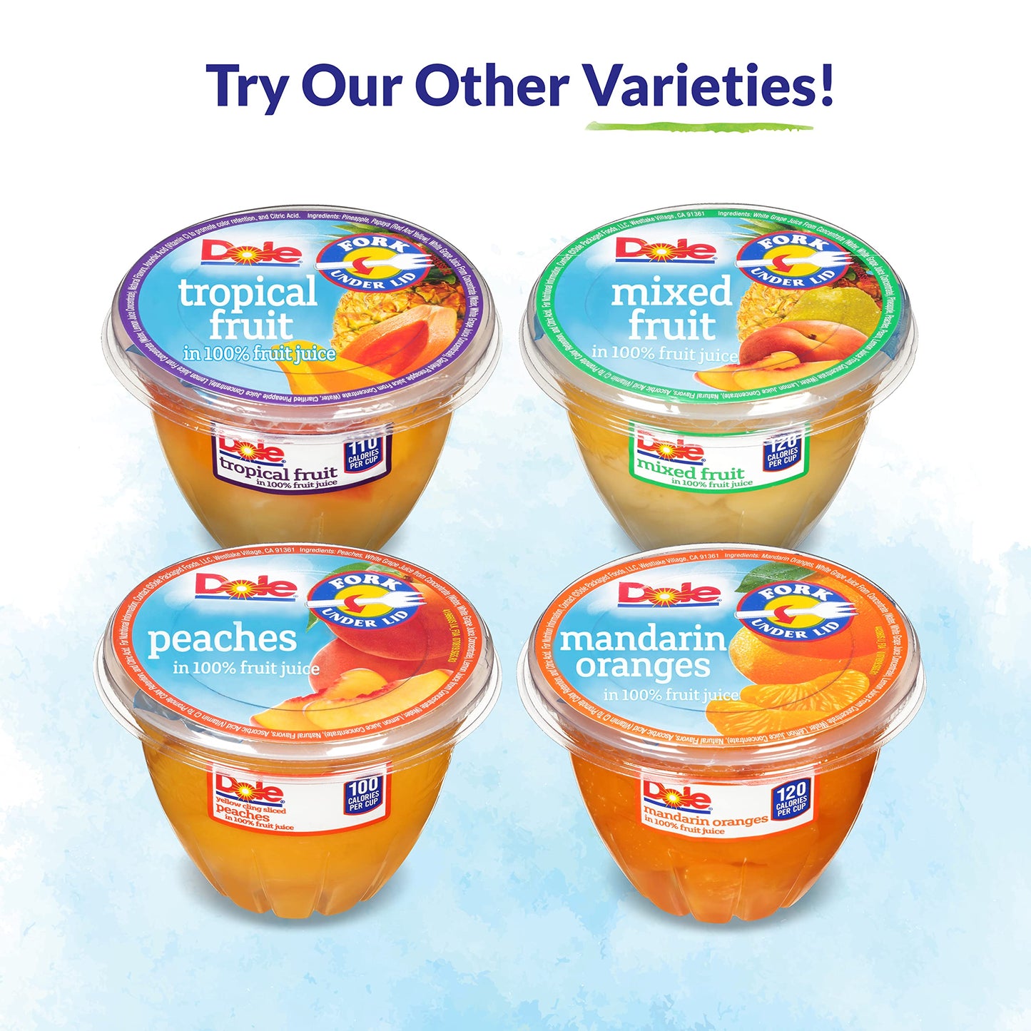 Dole Fruit Bowls Mandarin Oranges In 100% Juice Snacks, 7Oz 12 Total Cups, Gluten & Dairy Free, Bulk Lunch Snacks For Kids & Adults