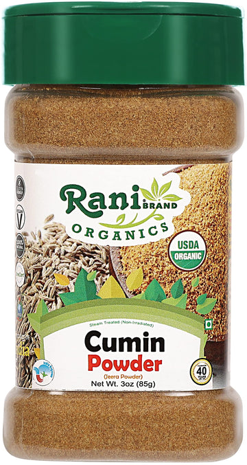 Rani Organic Cumin Powder (Jeera Powder) 3oz (85g) PET Jar ~ All Natural | Vegan | Gluten Friendly | NON-GMO | Indian Origin | U