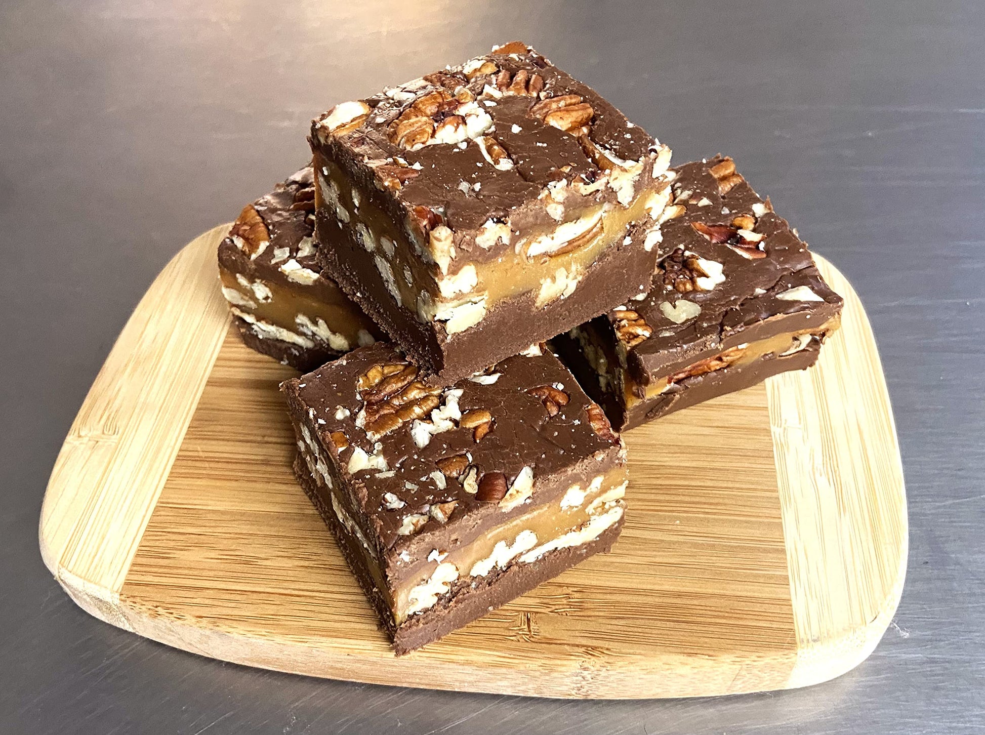 Betsys Fancy Fudge Chocolate Caramel Pecan, 1 LB in 4 wrapped pieces, Gluten Free, Makes Great Gift, Handmade in Maine, USA